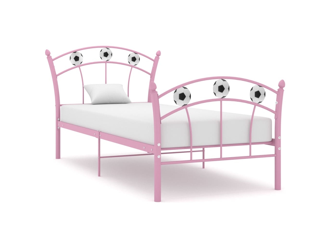 Vidaxl Estrutura De Cama Com Design De Futebol 90x200 Cm Metal Rosa