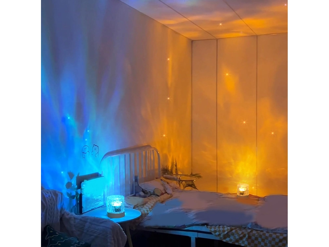 Luminária Noturna Annadue Com Efeito Ondulação Na Água, Luminária De Mesa Led Dinâmica 360-graus, Iluminação Ambiente