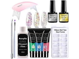 Kit de Unhas Gel Poly com Lâmpada Uv 6w, Rápido Ferramentas para Manicure GOKOCO