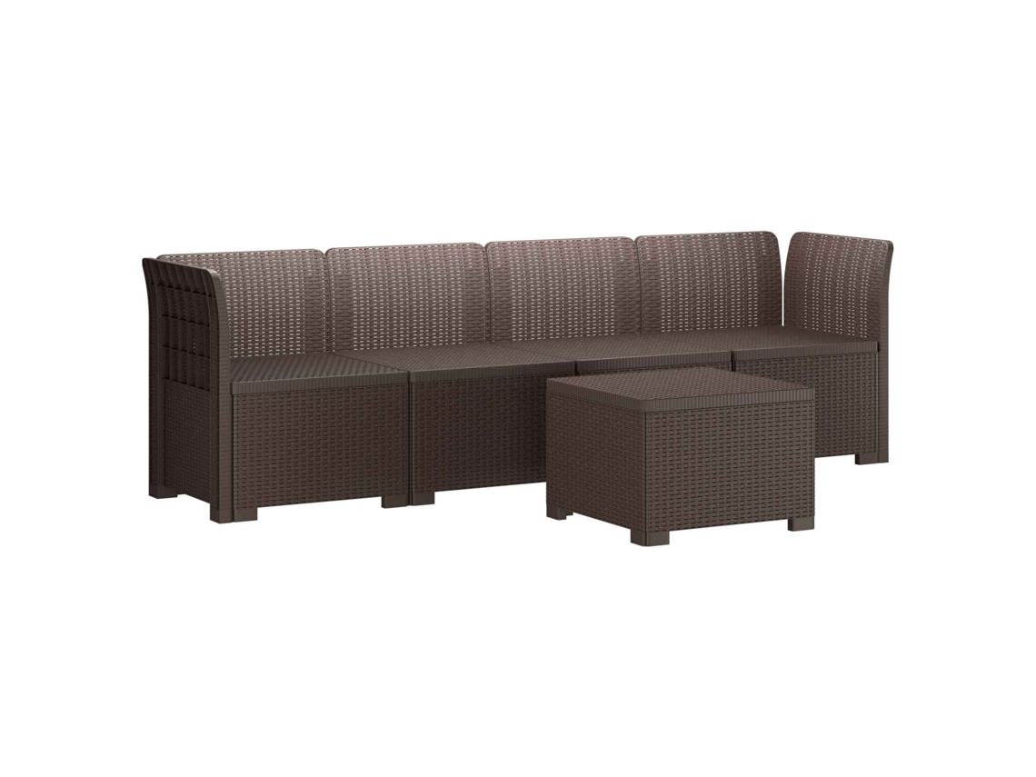 Vidaxl Sofá De Jardim 4 Lugares Look Rattan Pp Castanho