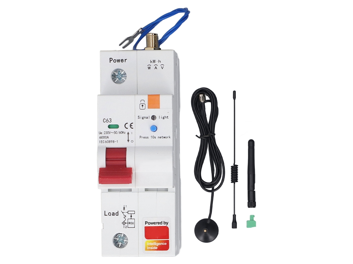 Interruptor elétrico inteligente 1P 63A WiFi controle remoto medidor para Tuya AC230V | S/MARCA