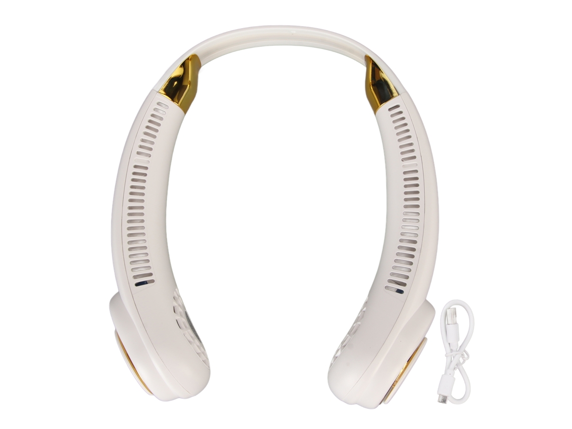Ventilador De Cuello Colgante Sin Aspas, Silencioso, Recargable Por Usb, 3 Velocidades Ajustables, Portátil, Para Viajes Al Aire Libre, Color Blanco