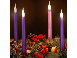 Conjunto De 4 Velas Advent Led Sem Chama Roxas E Rosas Para Rituais De Natal, Campainhas E Feitiços