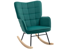Cadeira Balanço de com Estofamento de Veludo e Estrutura de Aço 71 X 98 X 101 Cm Verde
