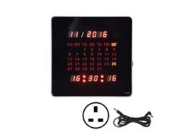 Relógio de parede digital Baok com memória, desligamento automático, alarme LED, calendário e plugue 100-240V (padrão Reino Unido).