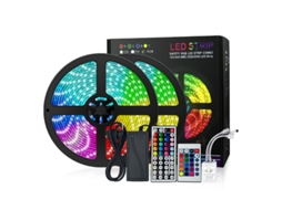 Fita de Led Padrão Europeu de 15 Metros com Bluetooth, para Quarto, Decorativa, Multicolorida, Rgb, com Regulagem de Intensidade BRILVIBERA