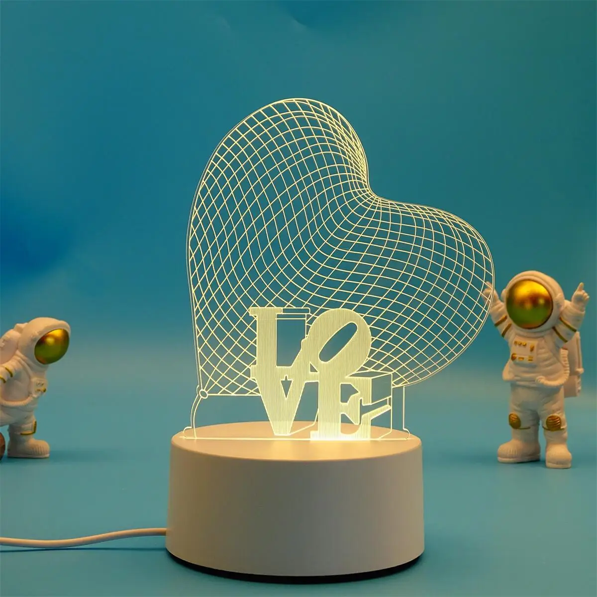 Luminária Noturna Led Usb 3d em Acrílico, Decoração para Quarto MDUG (luz Quente)
