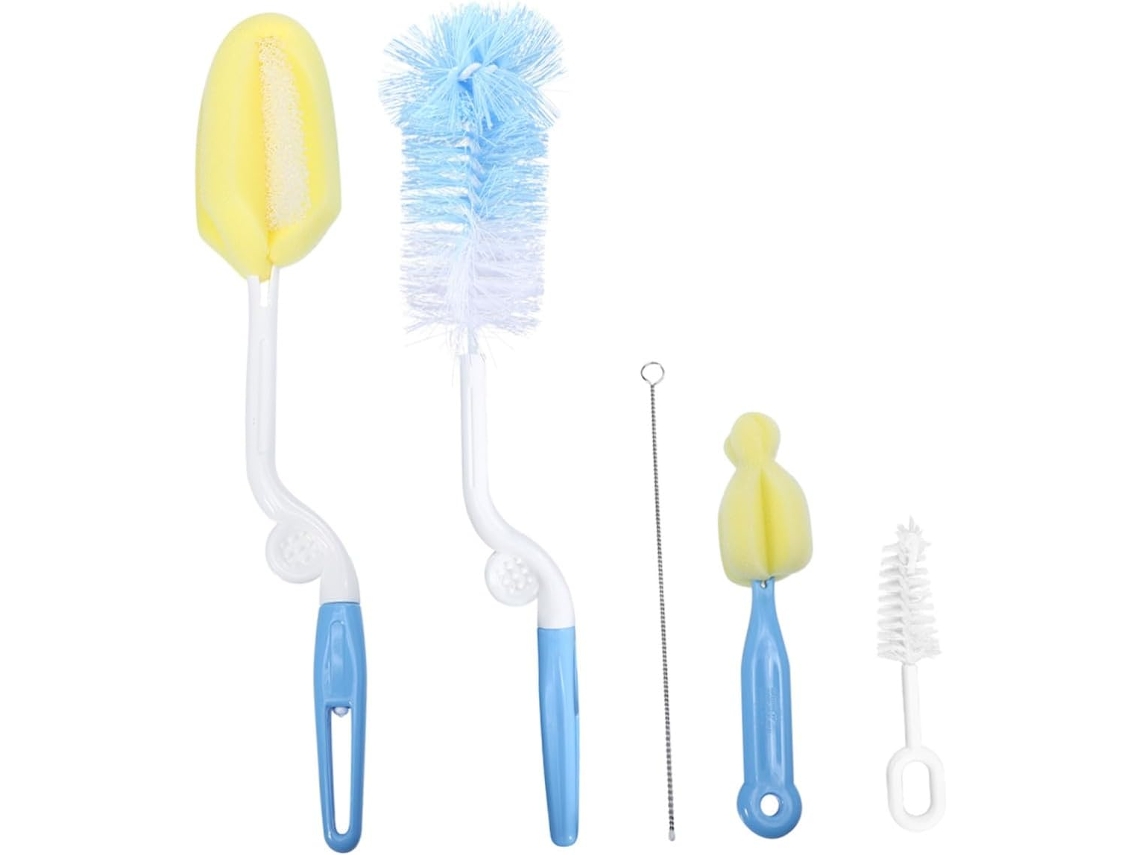Conjunto De 5 Escovas De Limpeza De Garrafas Com Cabo