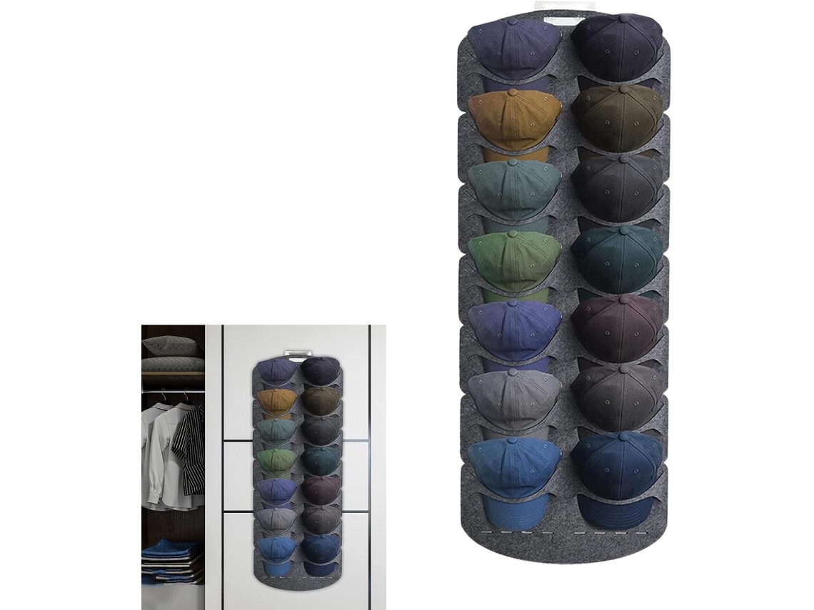 Cabide Para Chapéus De Porta, Bolsa Para Guardar Chapéus, Cabide Multifuncional, Chapéus, Cachecóis, Acessórios, Cinza, 130x46cm
