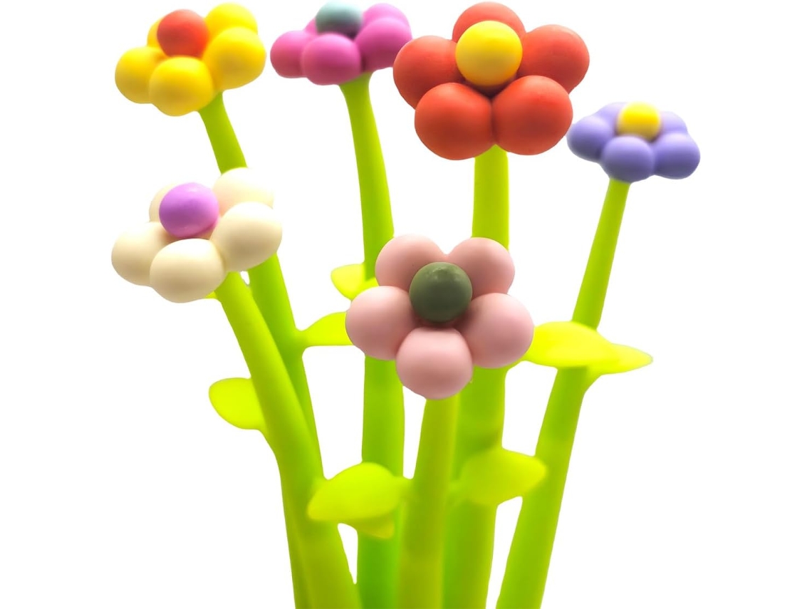 Canetas Florais Divertidas E Vivas, Criativas De Silicone Com Tinta