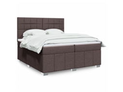 Vidaxl Cama Com Molas/colchão 200x200 Cm Tecido Castanho-escuro