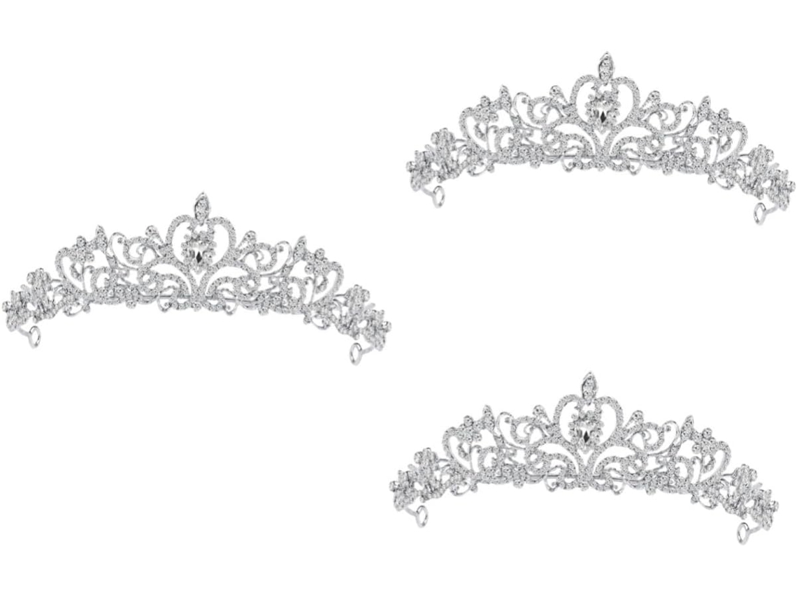 Conjunto De 3 Tiaras Vintage Com Strass Para Noivas, Acessório De Cabelo Elegante Para Mulheres.