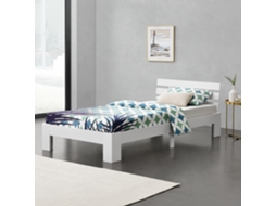 Cama de Solteiro [EN.CASA] (204 x 124 x 68 cm - Madeira de Pinho - Branco)