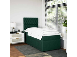 Vidaxl Cama Com Molas/colchão 80x200 Cm Veludo Verde-escuro