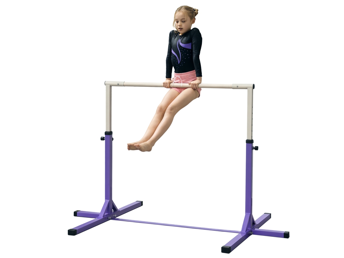 Barra de ginástica infantil +3 anos, altura ajustável 92-150cm, carga 75kg violeta 194x121x150cm S/MARCA