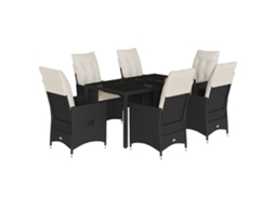 Maison Exclusive - 7 Pcs Conjunto De Jantar P/ Jardim C/ Almofadões Vime Pe Preto