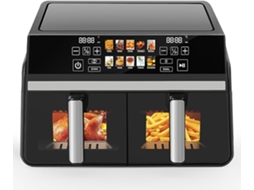 Fritadeira Sem Óleo Air Fryer Nettlife 10l Com Dupla Zona de Temperatura, Visor, 2200w, Timer 24h