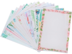 Papelaria Alipis com Borda Floral Verde, 160 Folhas Coloridas para Estudantes e Materiais de Escrita, Feriados