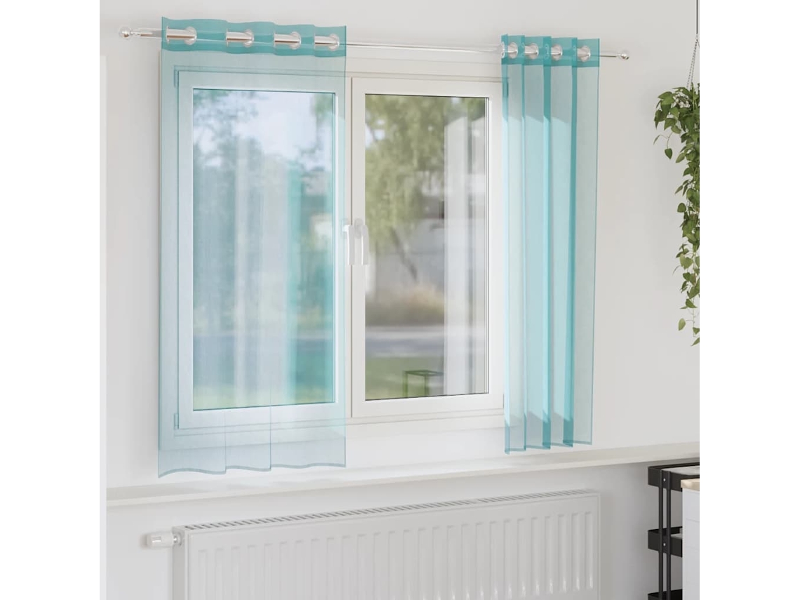 Vidaxl Cortinas De Voile Com Ilhós 2 Pcs Turquesa