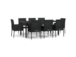 Conjunto de 9 Jantar para Jardim com Almofadões Vime Pe Preto MAISON EXCLUSIVE