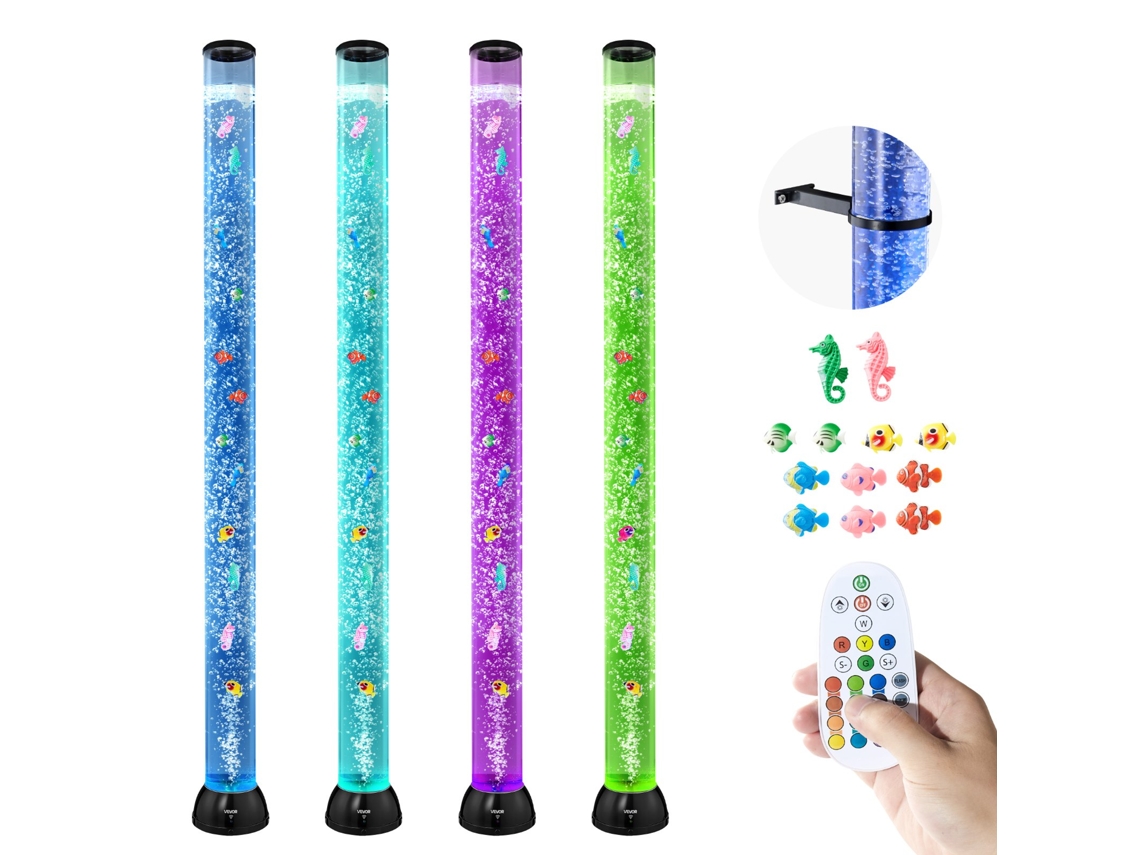 Lâmpada Sensorial De Bolhas 1,5 M 10 Peixes Flutuantes 16 Efeitos De Cor Vevor