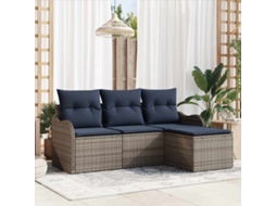 Vidaxl Conjunto De Sofá De Jardim Cinzeto Vime Pe
