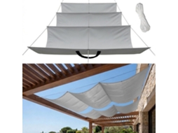 Vela De Sombra Retrátil À Prova D'água Com Proteção Uv 60 X 320 Cm Em Tecido Pes Cinza Claro Para Pátio