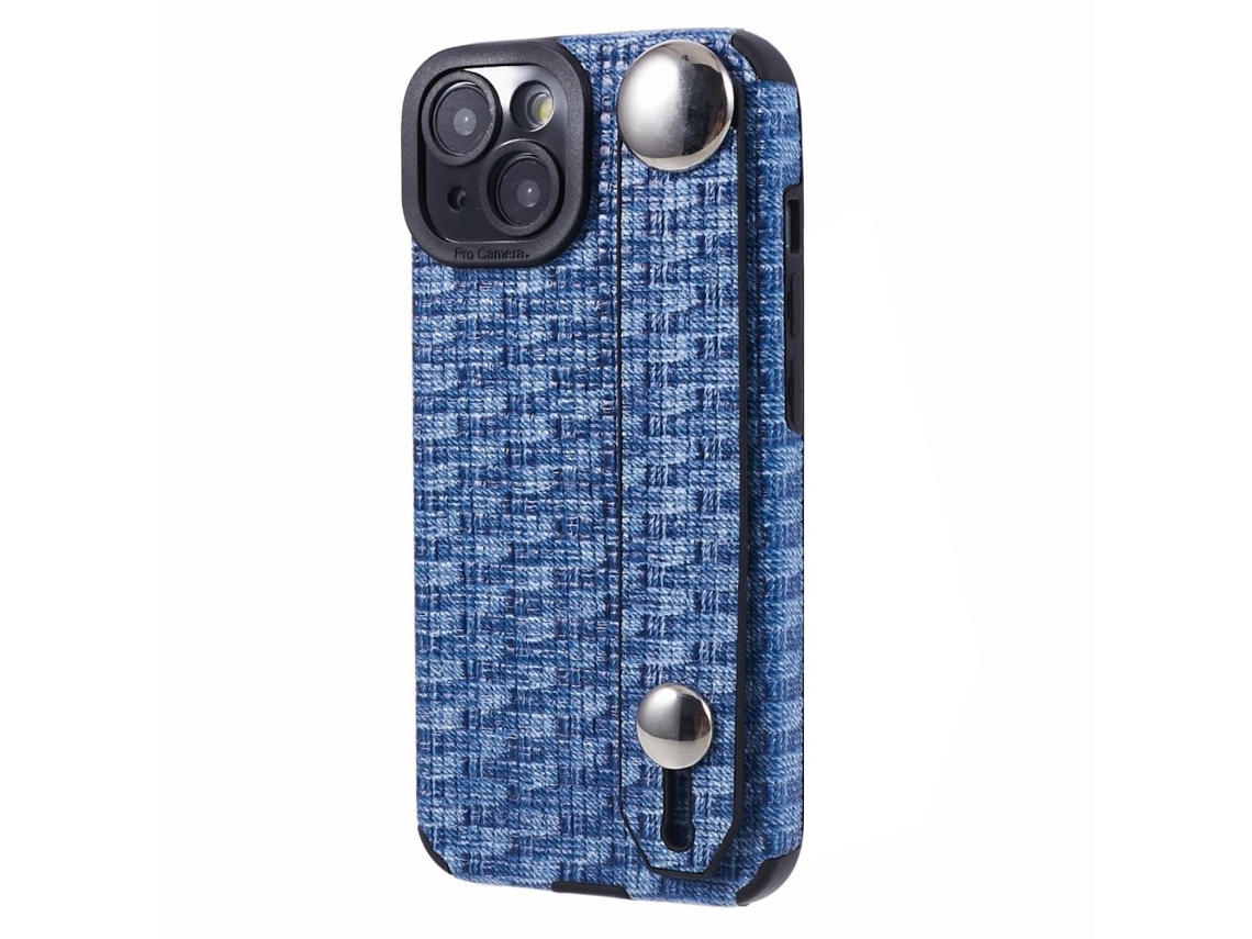 Suporte Casa Para Iphone 15 Pele Sintética Azul