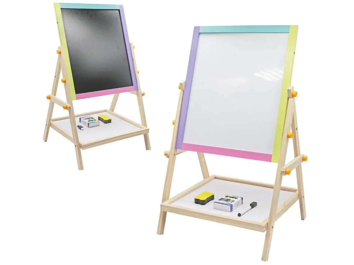 Quadro Criativo Quadro Criativo Infantil Montessori Dupla Face com Cavalete Inclui Caixa de Giz 2 Borrachas e 1 Caneta - BUDDY BABY