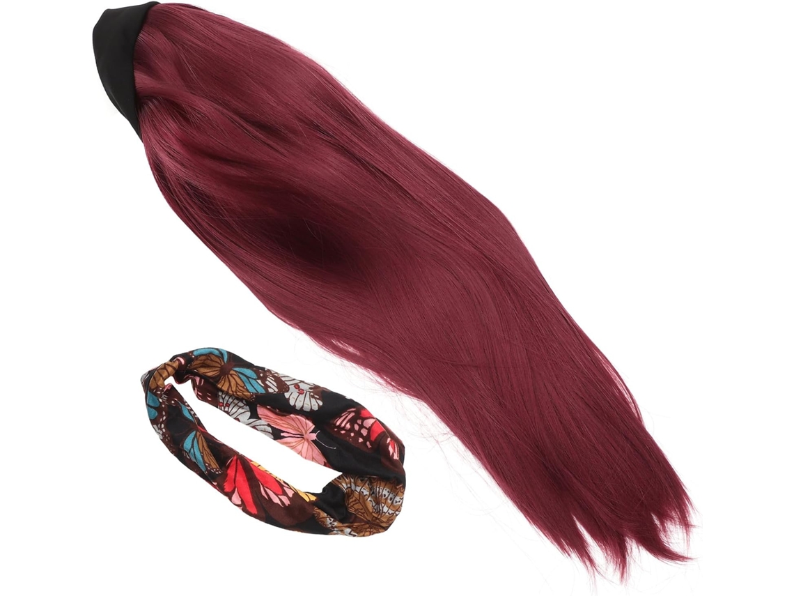 Aplique De Cabelo Com Faixa Sintética Marrom, Cabelo Liso, Confortável.