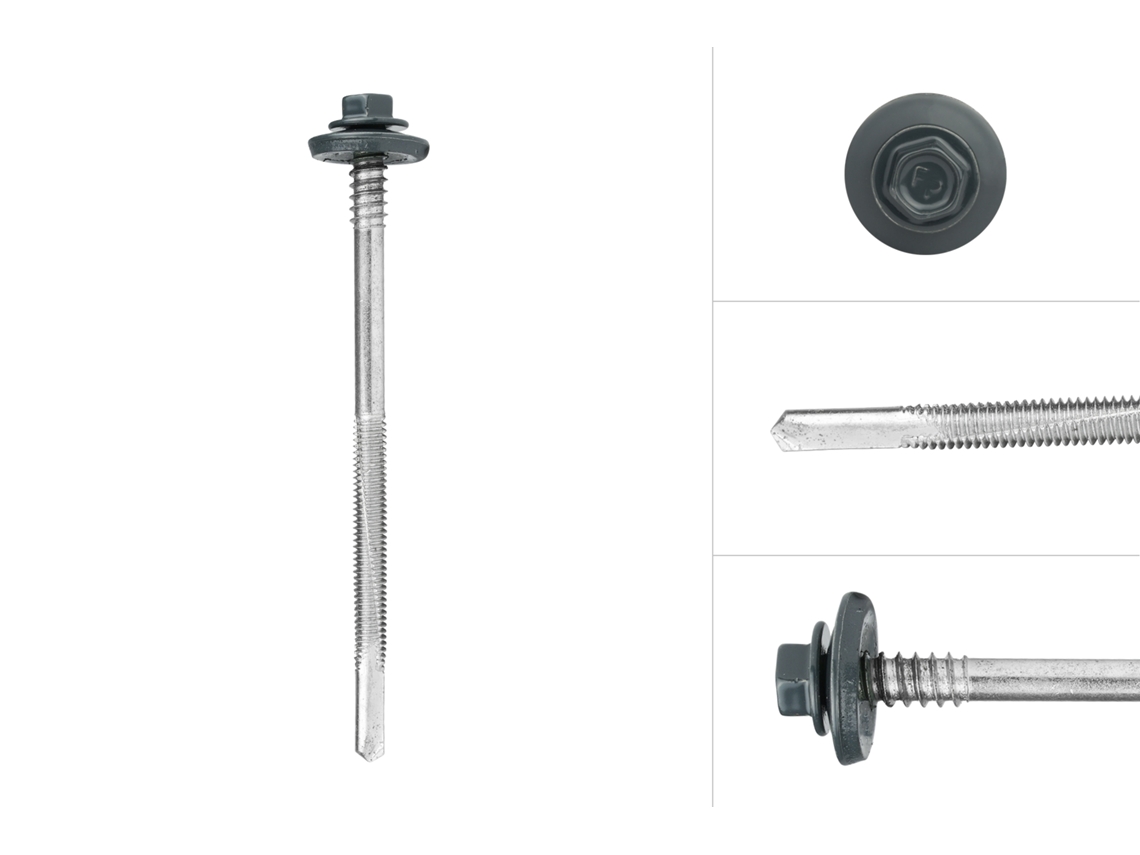 Parafusos para Painéis Sanduíche Galvanizados Antracite 6 3 X 100 Mm Caixa de 100 Unidades WOVAR
