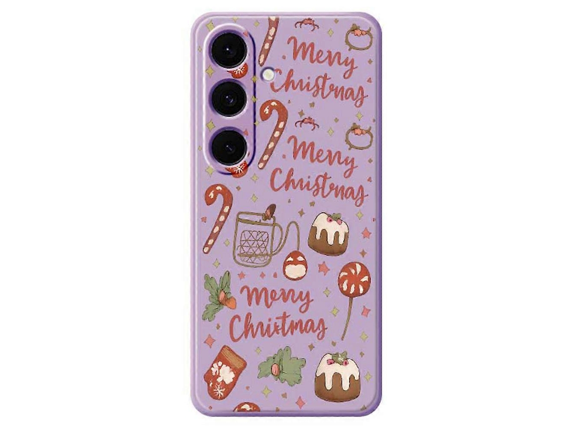 Capa Tkdaddy Para Samsung Galaxy S25 Com Estampa De Feliz Natal E Bordas Retas Em Tpu, Capa Traseira Roxa