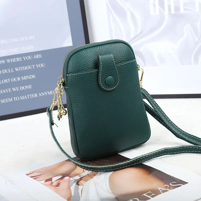 (verde) Bolsa Transversal Feminina 100% Couro Genuíno, Bolsa De Ombro De Marca De Luxo E Moderna