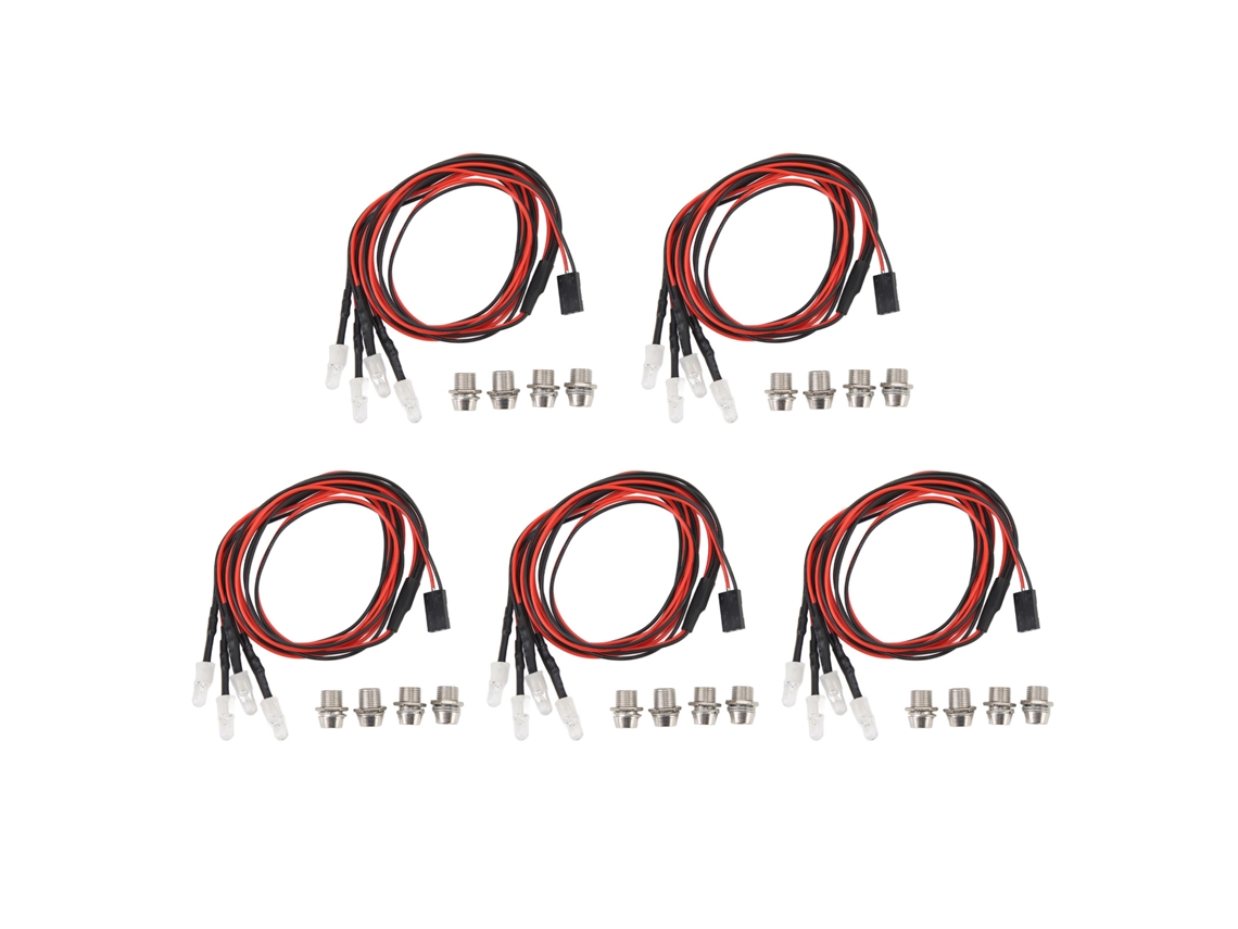 Kit De Luzes Led Para Carro Rc 5mm Vermelho 5 Peças Para Traxxas Hsp Redcat Axial Scx10 D90 Hpi
