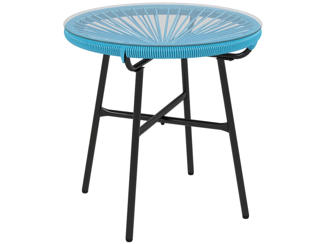 Mesa de centro redonda ZENCORE SERVICES em resina, acabamento metálico, Ø50x50 cm