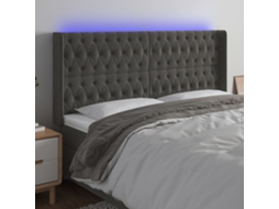 Cabecero de terciopelo con LED 183x16x118/128 cm Gris oscuro