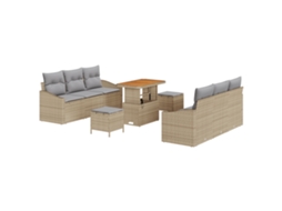Conjunto 9 Sofá De Jardim Vidaxl Bege Vime Pe (178 X 62 X 85 Cm)