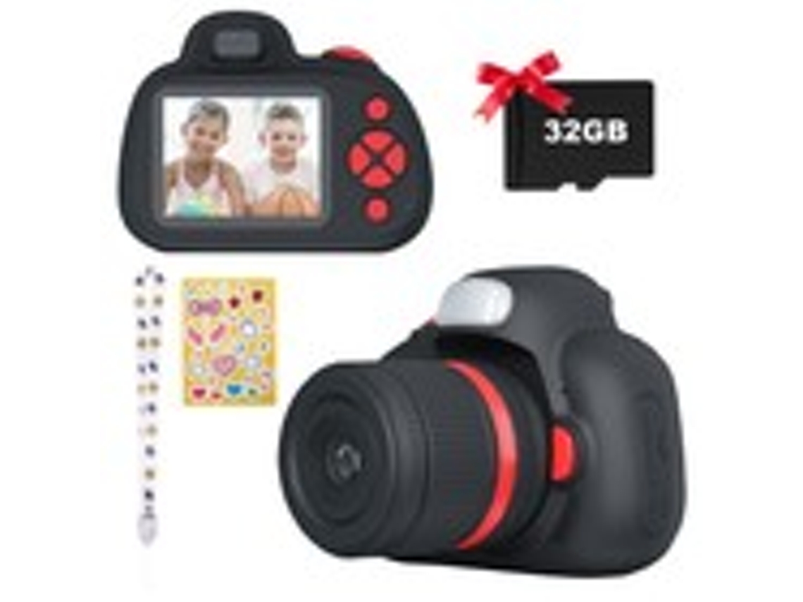 Câmera Digital Infantil Mini Slr 1080p Tela Ips De 2,4 Polegadas Com Cartão Sd De 32 Gb Preto Oem
