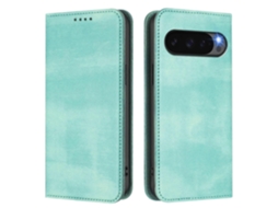 Capa Tipo Carteira Para Google Pixel 9 Com Textura Retrô E Bloqueio Rfid Em Couro