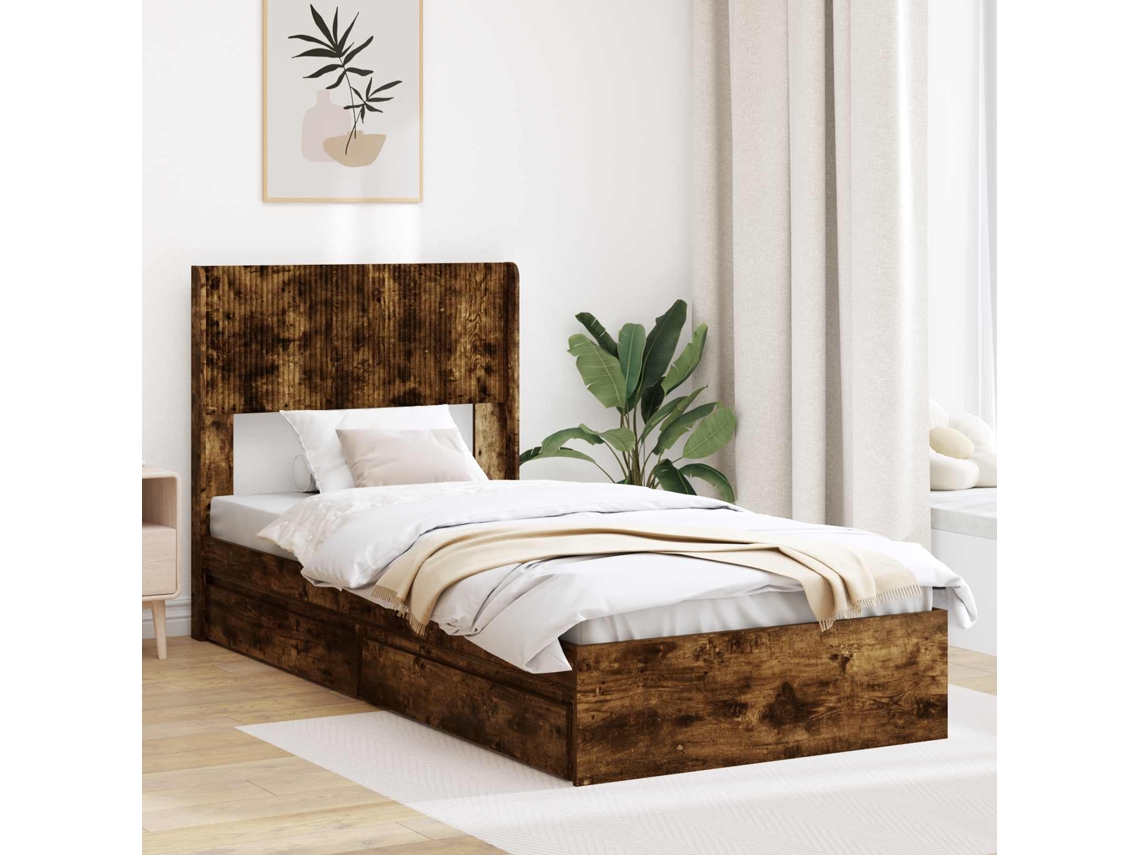 Vidaxl Estrutura De Cama Com Armazenamento E Cabeceira 2 Unid.