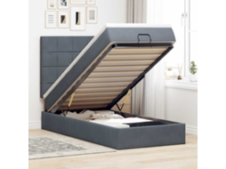 Vidaxl Estrutura Cama Otomana Colchões 90x190cm Veludo Cinzento Escuro