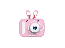 Câmera digital Yizhood, design dinâmico, 2000 W, zoom 3x, câmeras duplas frontal e traseira, foco automático, coelho rosa