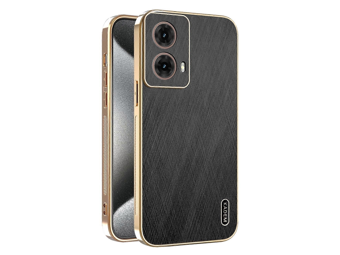 Capa Traseira De Tpu Pu Com Textura De Seda Galvanizada Para Motorola Moto G85 5g, Preta