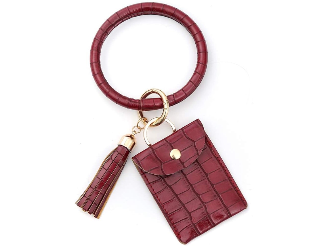 Porta-chaves De Argola Grande Com Carteira - Pulseira De Pulso E Bolsa - Vermelho