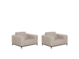 Conjunto De 2 Sillones Beliani Rovigo De Tela Beige 105x84x68