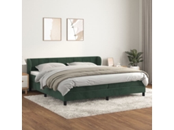 Cama Com Molas/colchão 200x200 Cm Veludo Verde-escuro