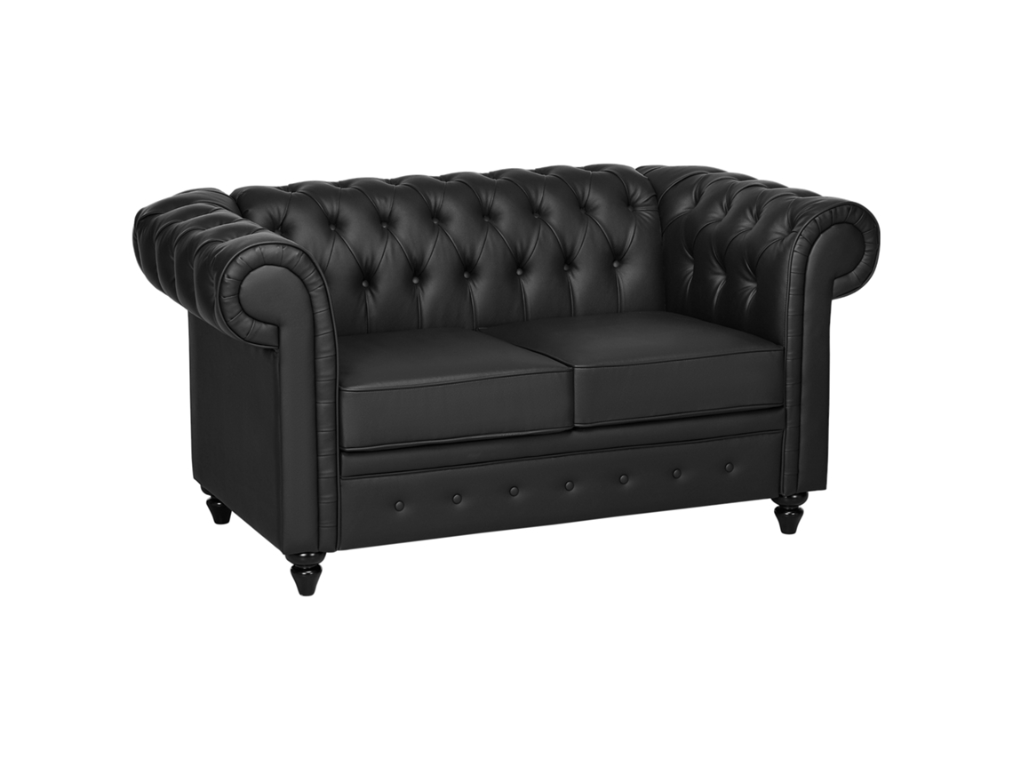 Sofá Chesterfield 2 lugares PONTO CASA, material sintético, núcleo removível, 160x84x80 cm