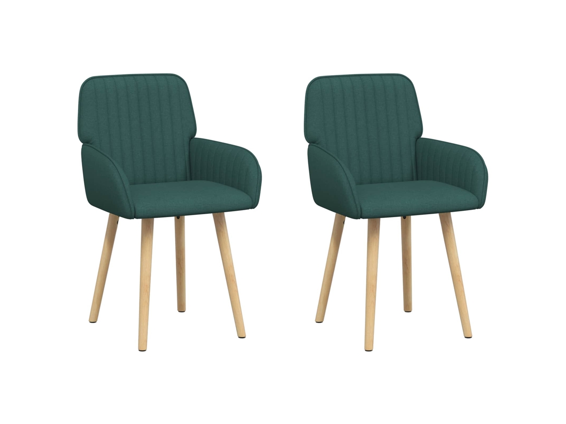 Vidaxl Cadeiras De Jantar 2 Pcs Tecido Verde-escuro