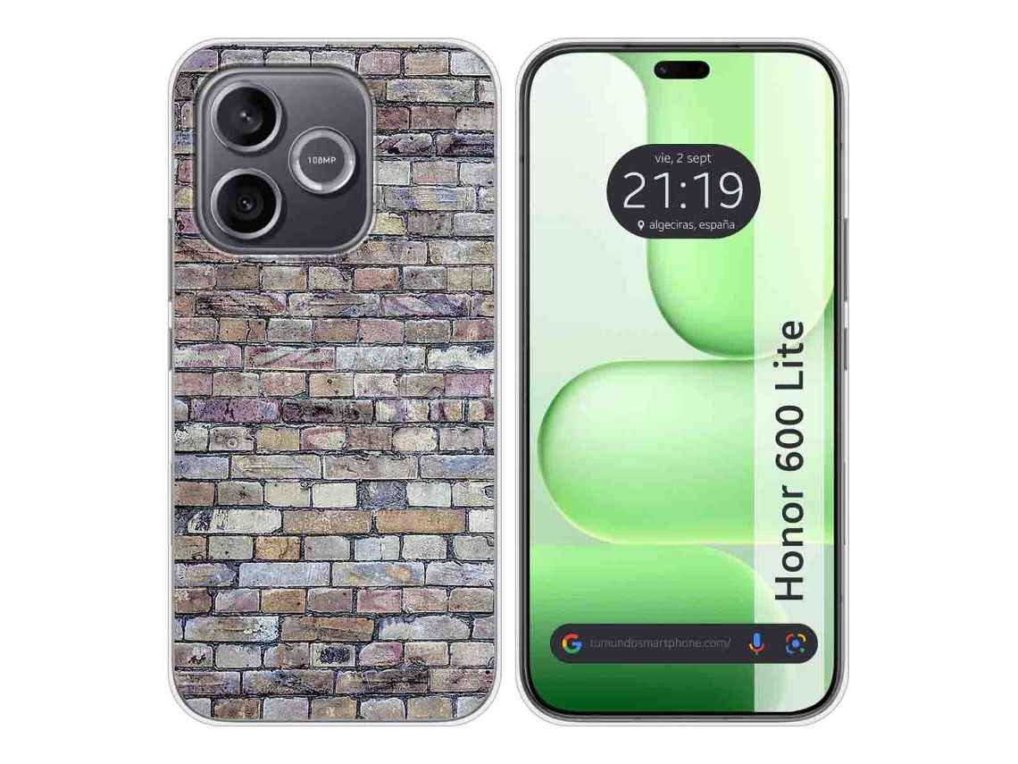 Capa Tumundosmartphone De Silicone Para Honor 600 Lite 5g Com Design De Tijolos 2 Desenhos