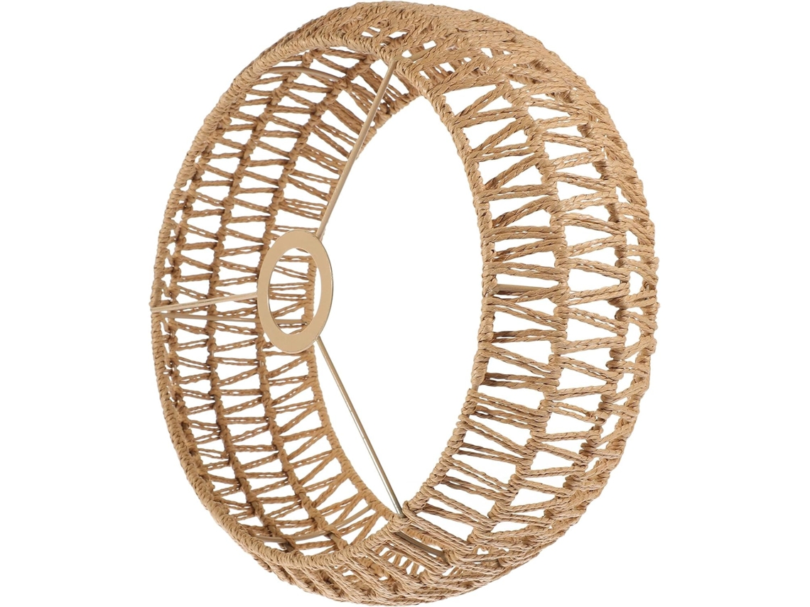 Corda Amarela Trançada Rústica E27 para Luminária Redonda de Interior, Design Natural e Estilo Campestre. SFUSHOS